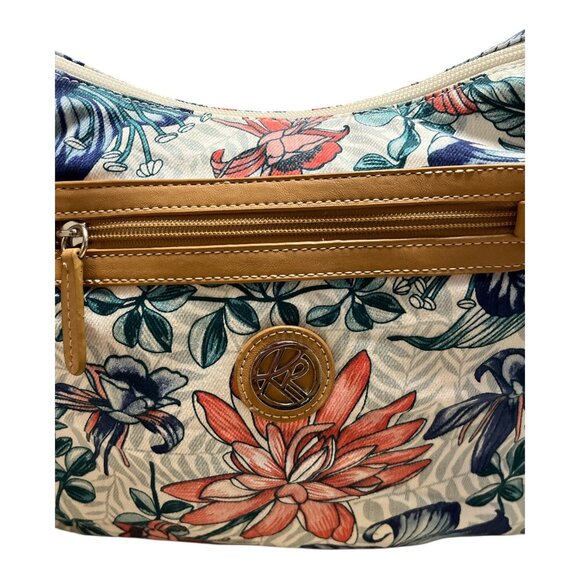 Kim Rogers Floral Crossbody Shoulder Bag Tan Strap - Picture 4 of 8